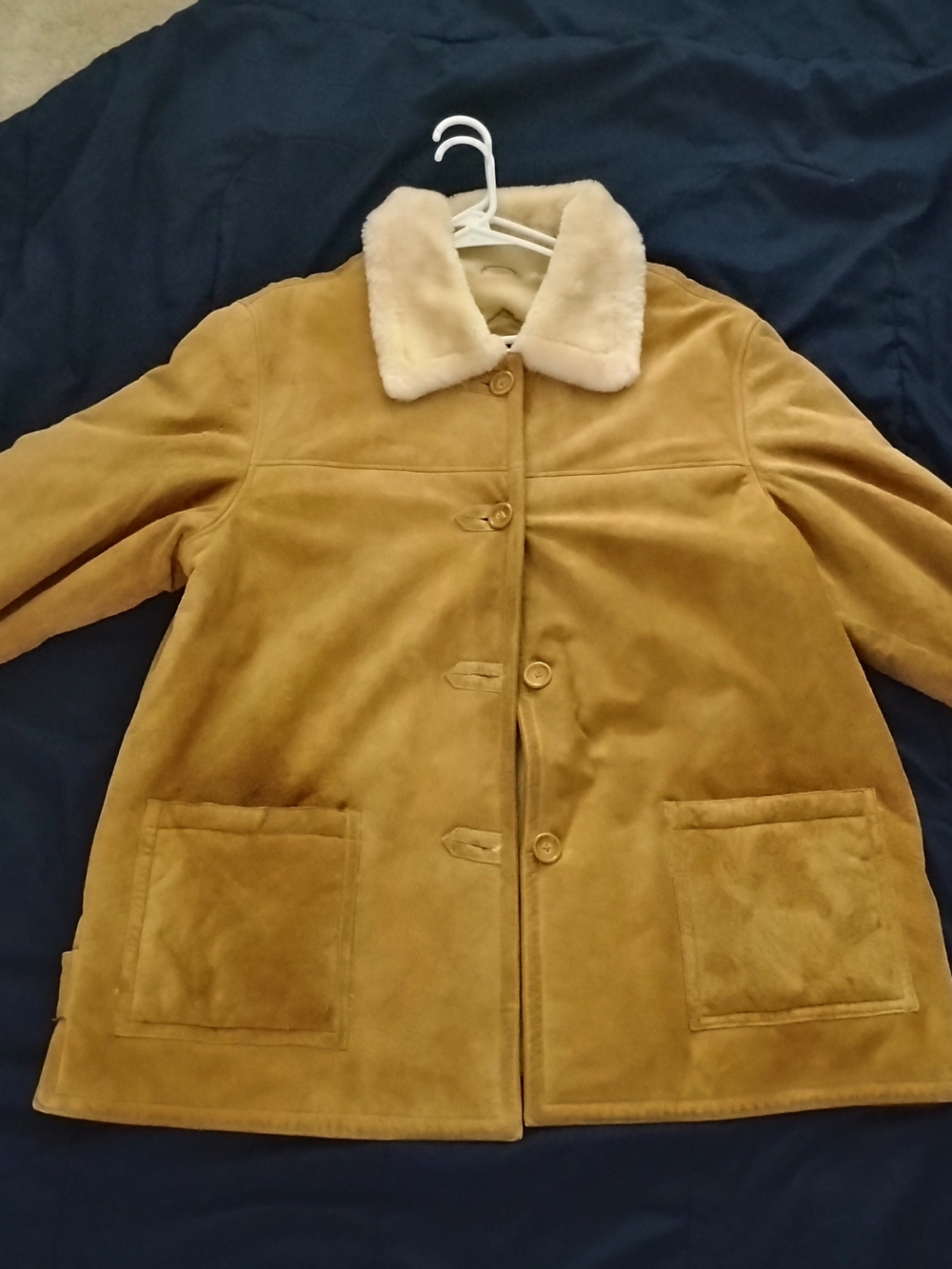 Dennis Basso Tan Teddy Jacket with Cream Shearling Collar